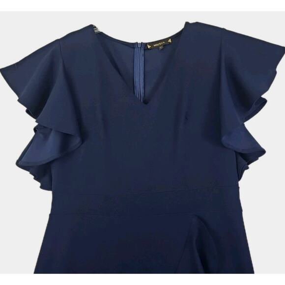 MIUSOL ~Woman Size XL~ Navy Blue Formal Evening Party Maxi Unlined Dress Ruffle. - Picture 14 of 16